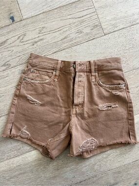 Twenty Distressed Brown High-Rise Jean Shorts